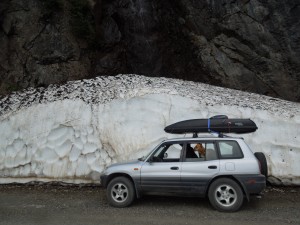 Snow mound in route to Salmon Glacier.