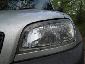 Busted headlight.  I'm sure due to a mosquito.